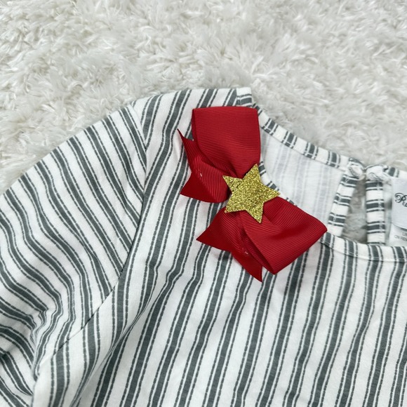 Rare Editions Dress Girls 7 Holiday Santa Red Sequin Long Sleeve Striped Party - Picture 4 of 13